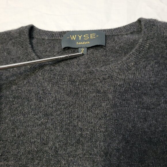 Wyse London Cashmere Sweater Grey Rainbow Cuff Size 2 US 6 - Picture 3 of 12